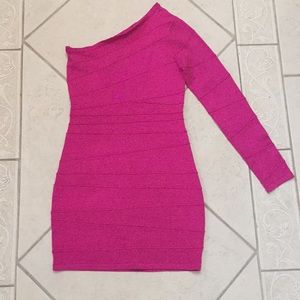 Forever 21 pink shimmery bandage cocktail dress